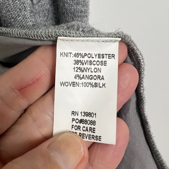 OC By Oleg Cassini Gray Angora Silk Blend Long Sleeve Longline Open Duster Sz S - Picture 8 of 9